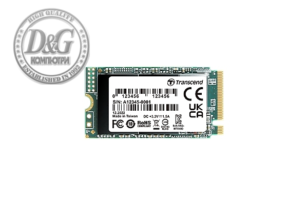 Transcend 256GB, M.2 2242, PCIe Gen3x4, NVMe, 3D TLC, DRAM-less