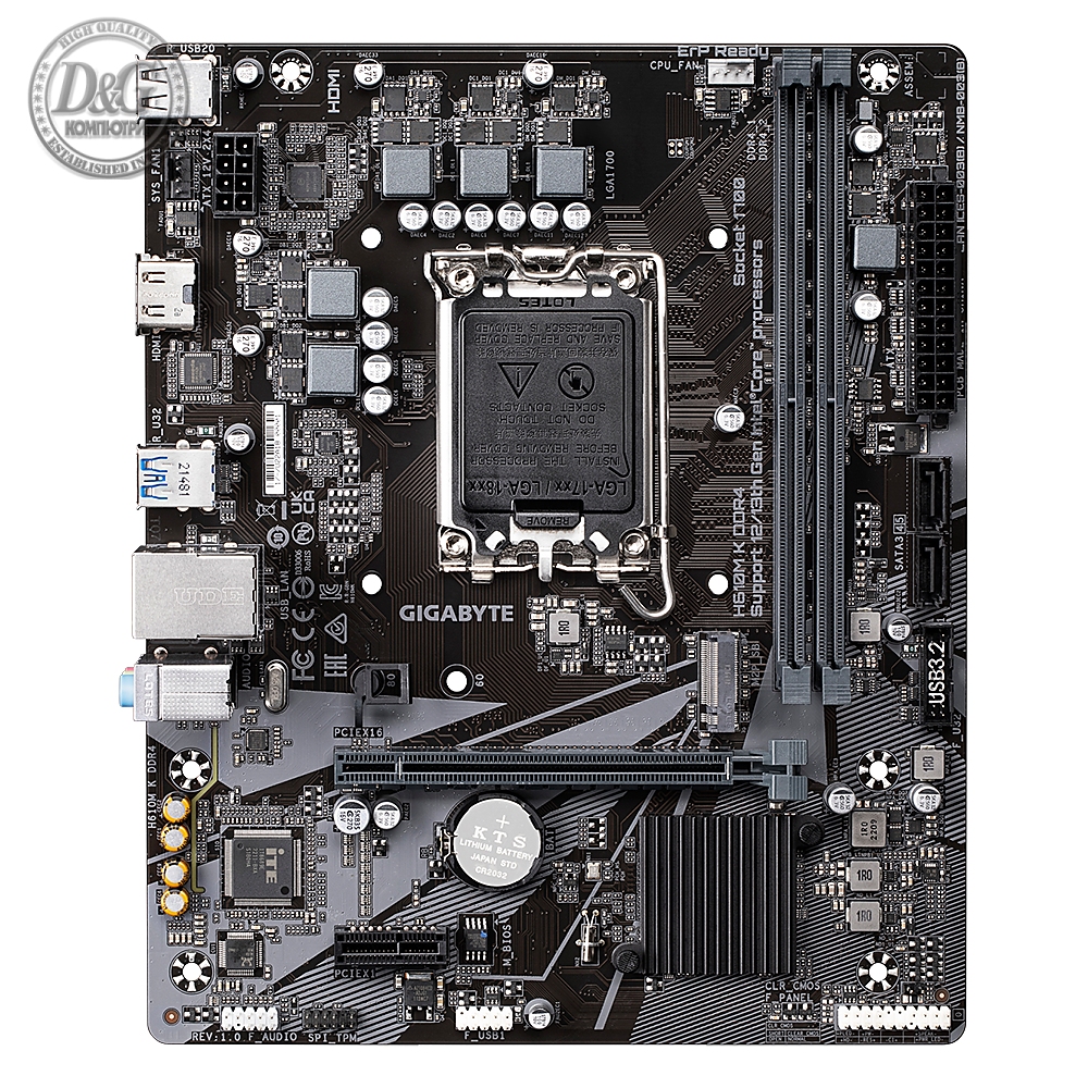 Дънна платка GIGABYTE H610M-K, socket 1700, 2xDDR4, Micro ATX