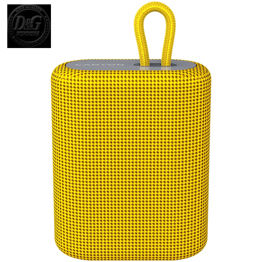 Canyon Bluetooth Speaker, BT V5.0, BLUETRUM AB5365A, TF card support, Type-C USB port, 1200mAh polymer battery, Yellow, cable length 0.42m, 114*93*51mm, 0.29kg