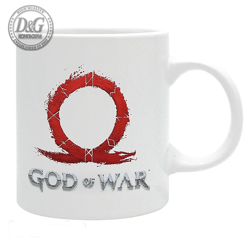 Чаша ABYSTYLE GOD OF WAR, Logo, Порцелан, Бяла