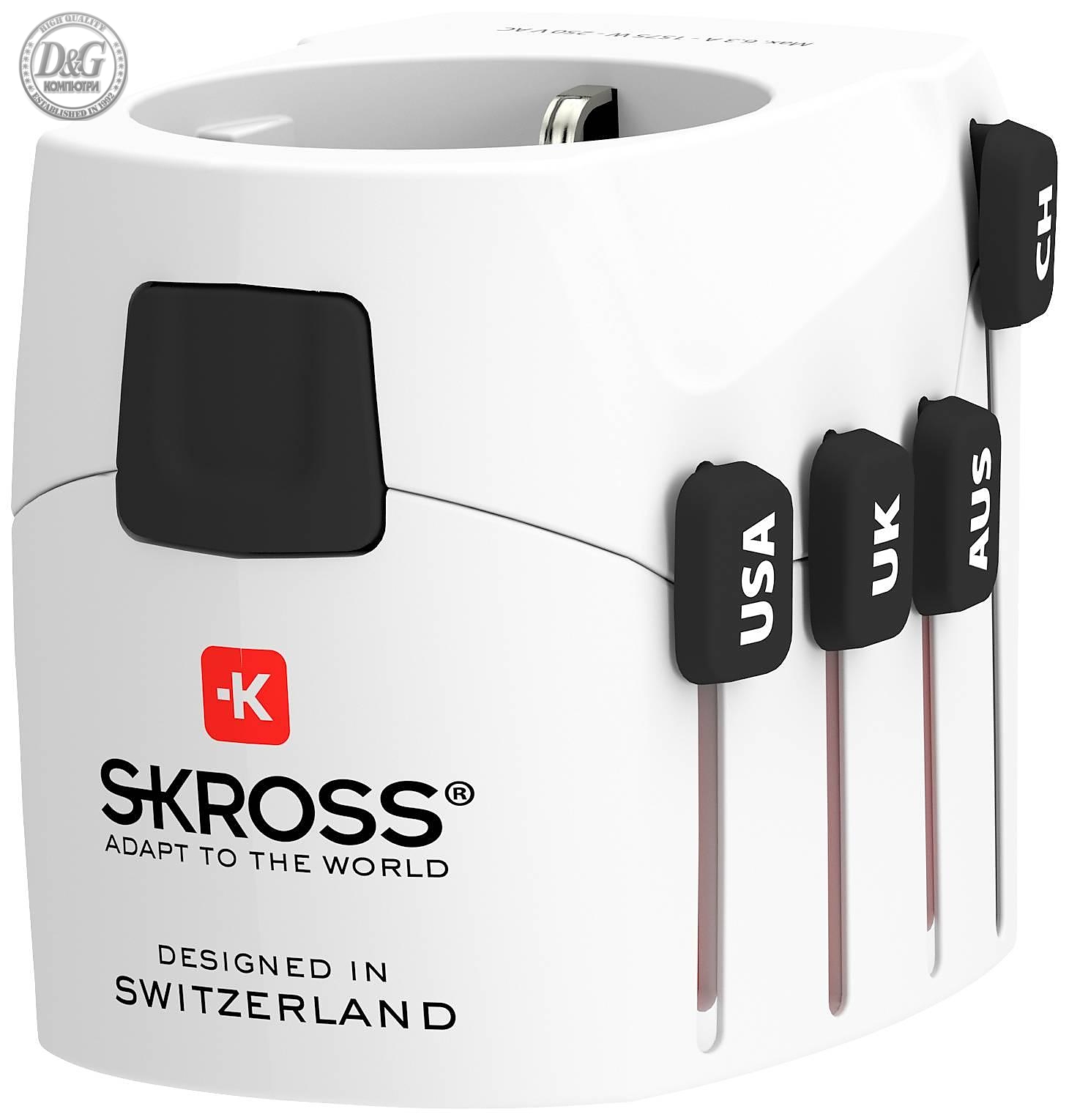 Адаптер SKROSS Pro World 1103180, USB, Бял