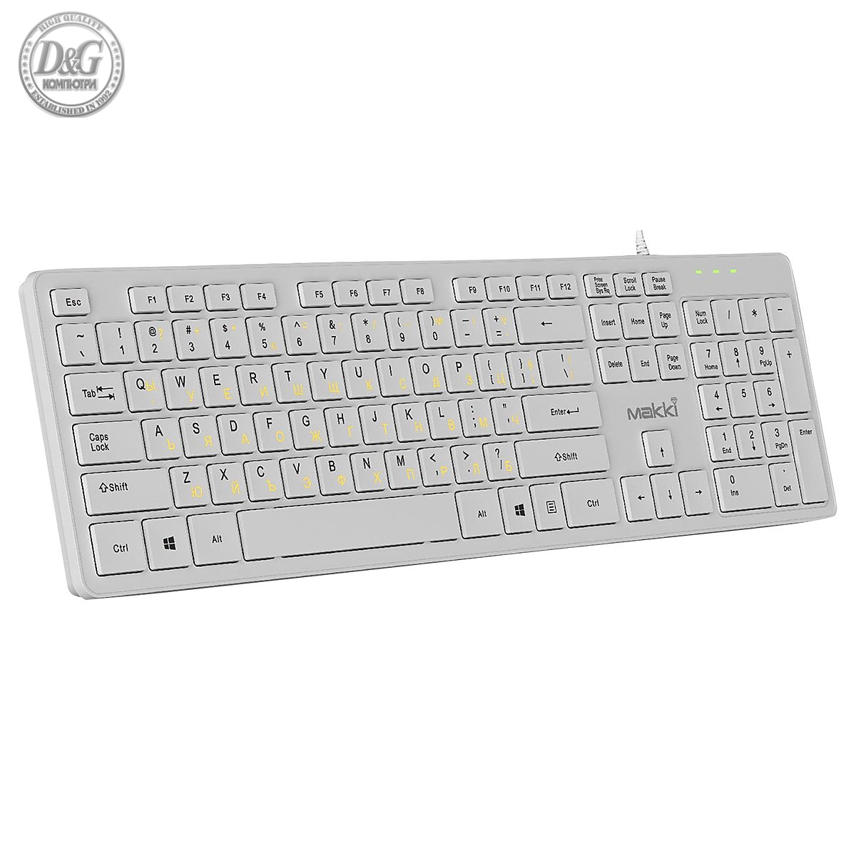 Makki нископрофилна кирилизирана клавиатура Keyboard USB BG - Low profile Chocolate - KB-C14 White