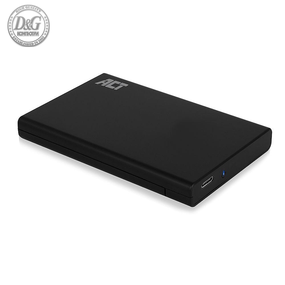 Чекмедже за твърд диск ACT AC1225, SATA, 2.5&quot;, USB-C 3.2 Gen2, Черен