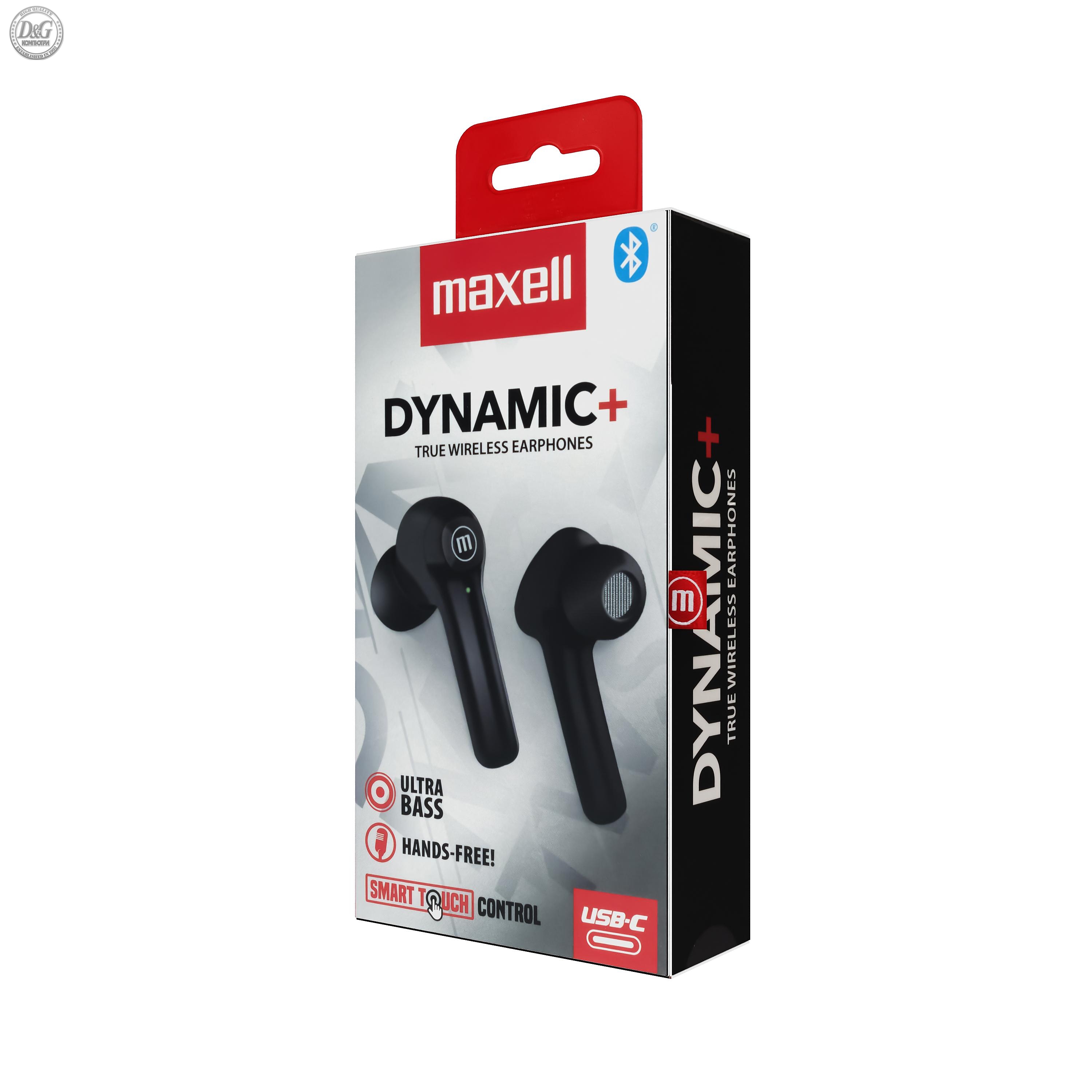 Блутут слушалки MAXELL Dynamic, Докинг кутийка, True Wireless, Черен