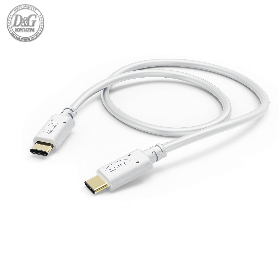 HAMA Кабел за зареждане, USB-C - USB-C, 1,5 м, бял