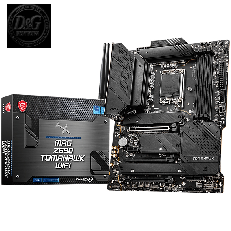 MSI MAG Z690 TOMAHAWK WIFI, ATX, Socket 1700, Dual Channel DDR5 6400(OC)MHz, 3x PCIe x16 slots, 4x M.2 slots, 1x HDMI, 1x DP, 1x USB3.2 Gen2x2, 3x USB 3.2 Gen 2, 2x USB 3.2 Gen 1, 2x USB 2.0, Type-C, 7.1 HD Audio, 2.5Gbps LAN, WI-FI 6E, BT, 3Y