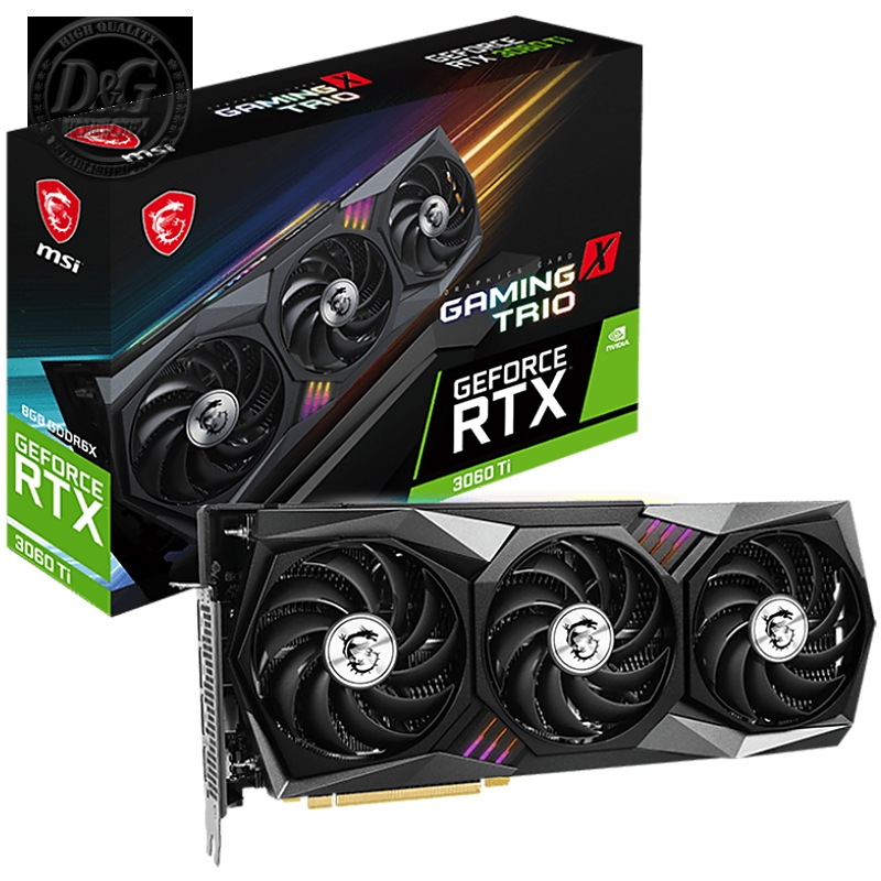 MSI Video Card Nvidia GeForce RTX 3060 Ti GAMING Z TRIO 8GD6X, 8GB GDDR6X, 256-bit, 19GBps, Boost: 1845 MHz, 4864 CUDA Cores, PCIe 4.0, 3x DP 1.4a, HDMI 2.1, RAY TRACING, Triple Fan, 600W Recommended PSU, Metal Backplate