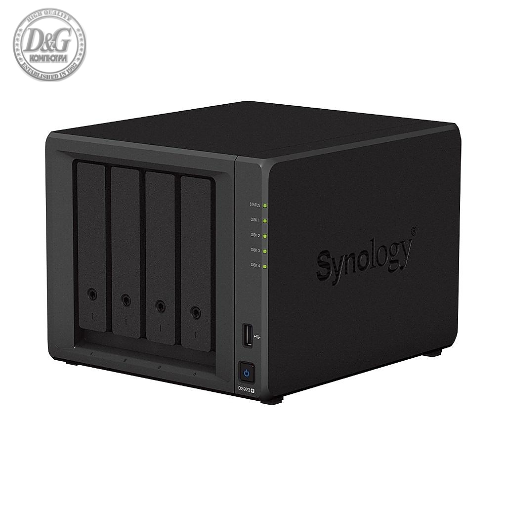 Мрежов сторидж Synology DS923+, За 4 диска, До 50TB, RAM 4 GB DDR4, Гигабит, USB3.2 Gen 1