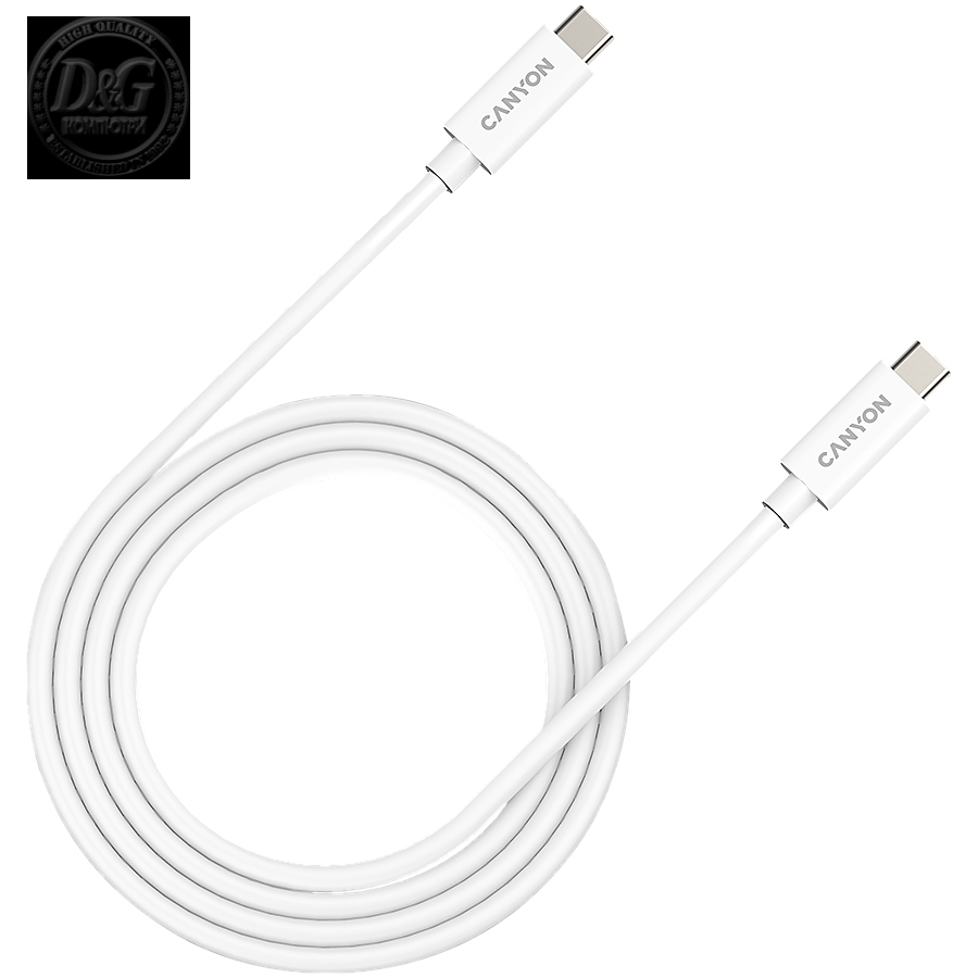 CANYON UC-44, cable, U4-CC-5A1M-E, USB4 TYPE-C to TYPE-C cable assembly 40G 1m 5A 240W(ERP) with E-MARK, CE, ROHS, white