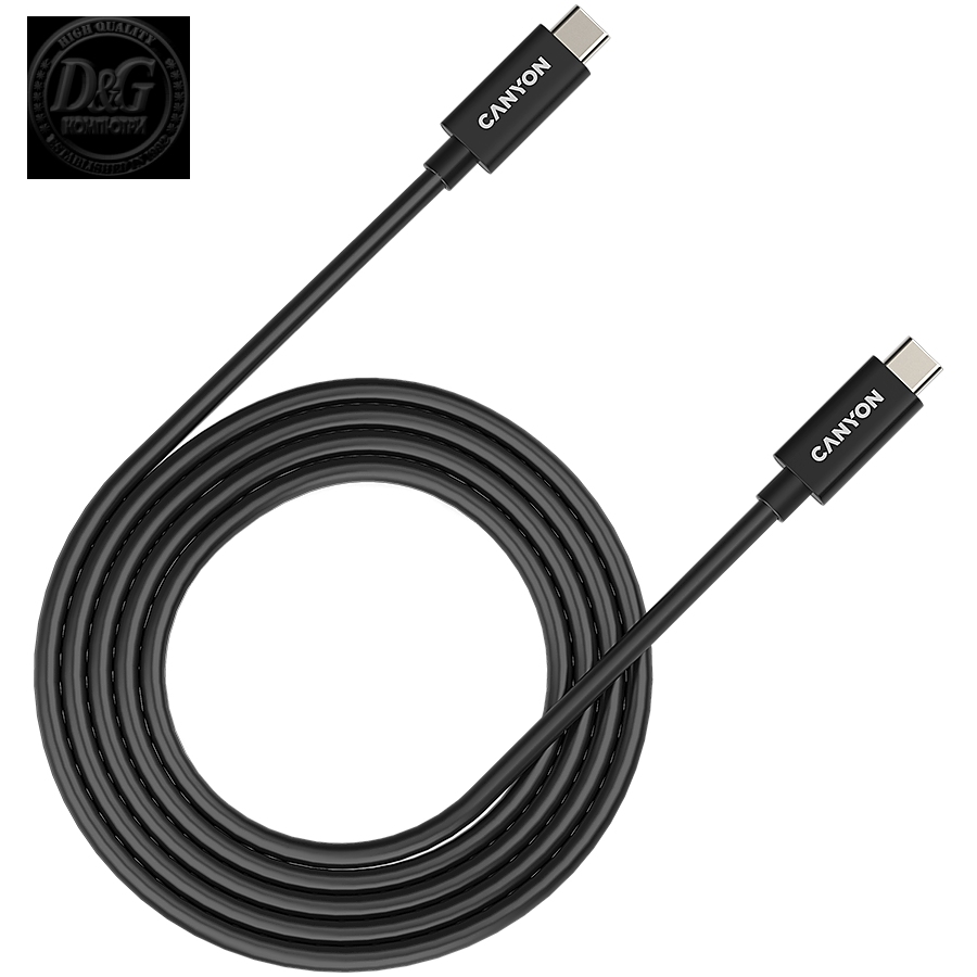 CANYON UC-42, USB4 TYPE-C to TYPE-C cable assembly 20G 2m 5A 240W(ERP) with E-MARK, CE, ROHS, black