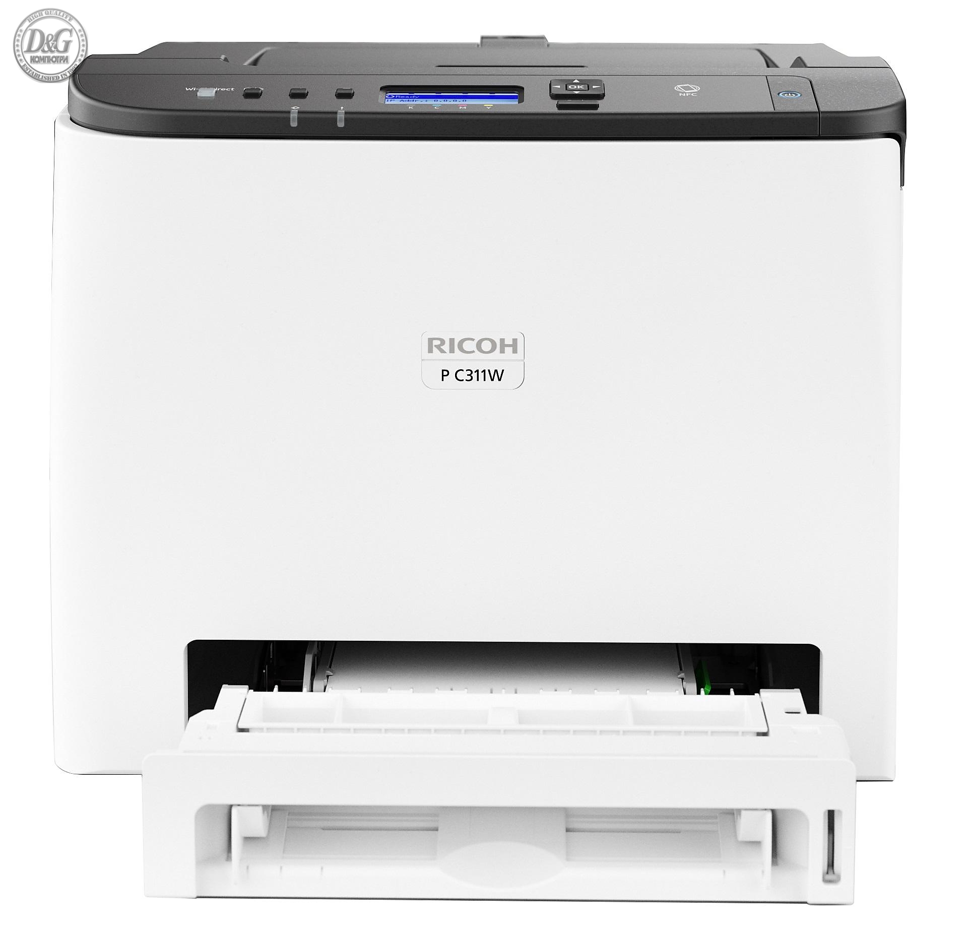 Цветен лазерен принтер RICOH P C311W, A4, USB 2.0, LAN, WiFi, 25 ppm