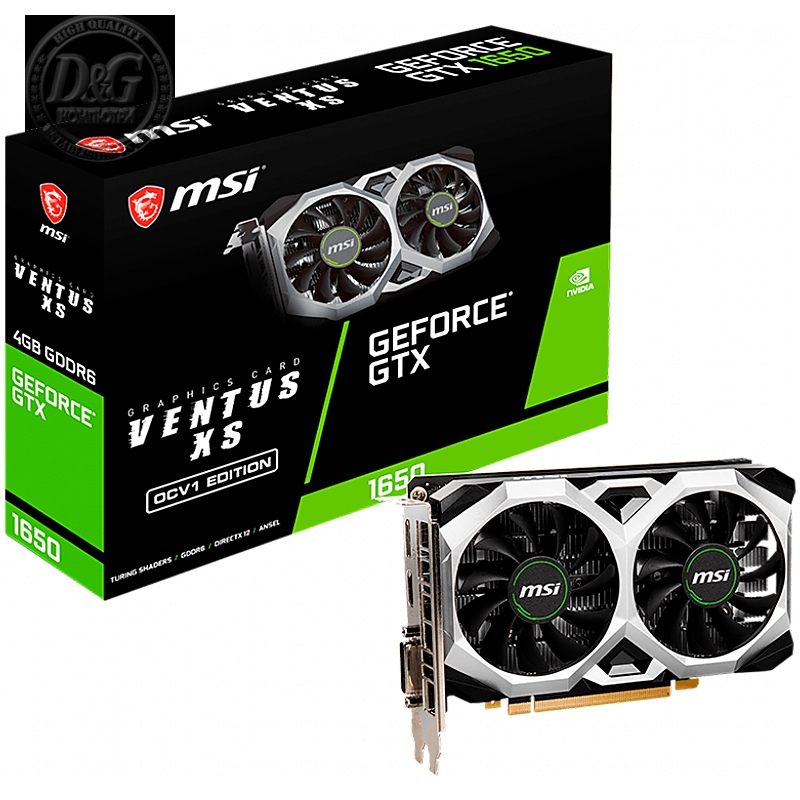 MSI Video Card Nvidia GTX 1650 D6 VENTUS XS V1 (GTX1650, 4GB, GDDR6, 128bit, HDMI, DP, DVI-D)