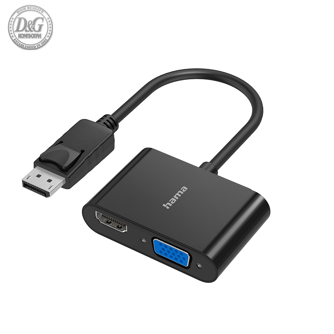 Видео адаптер Hama, 2 в 1, DisplayPort - VGA / HDMI гнездо, Ultra-HD 4K