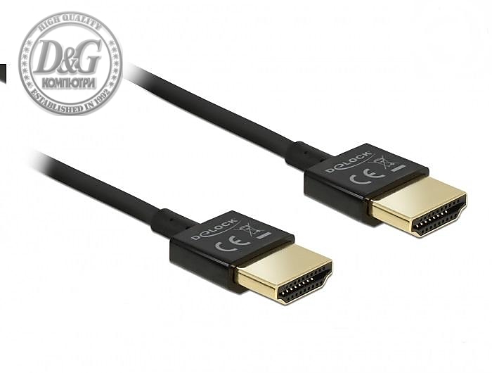 Кабел Delock  HDMI-A мъжко - HDMI-A мъжко,18 Gbit/s, 4K, 1 м, Черен