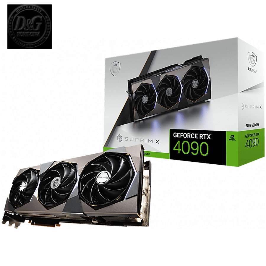 MSI Video Card NVidia RTX 4090 SUPRIM X 24G (24GB GDDR6X/384bit, PCI-E Gen4, 1x 16-pin Power Connector, 3x DP, 1x HDMI, 850W recommended PSU, ATX Retail)