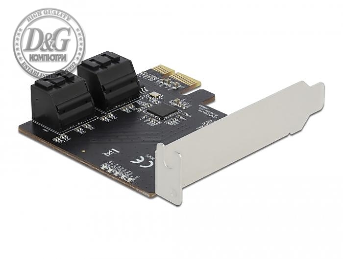 Карта Delock, PCI Express x1 към  4 port SATA, Low Profile