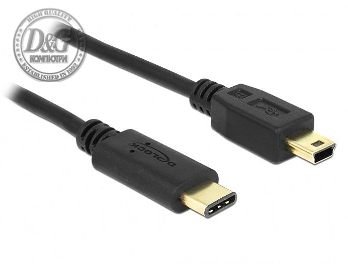 Кабел DeLock, USB-C мъжко - USB-B мъжко, USB 2.0, 0.5 м, Черен