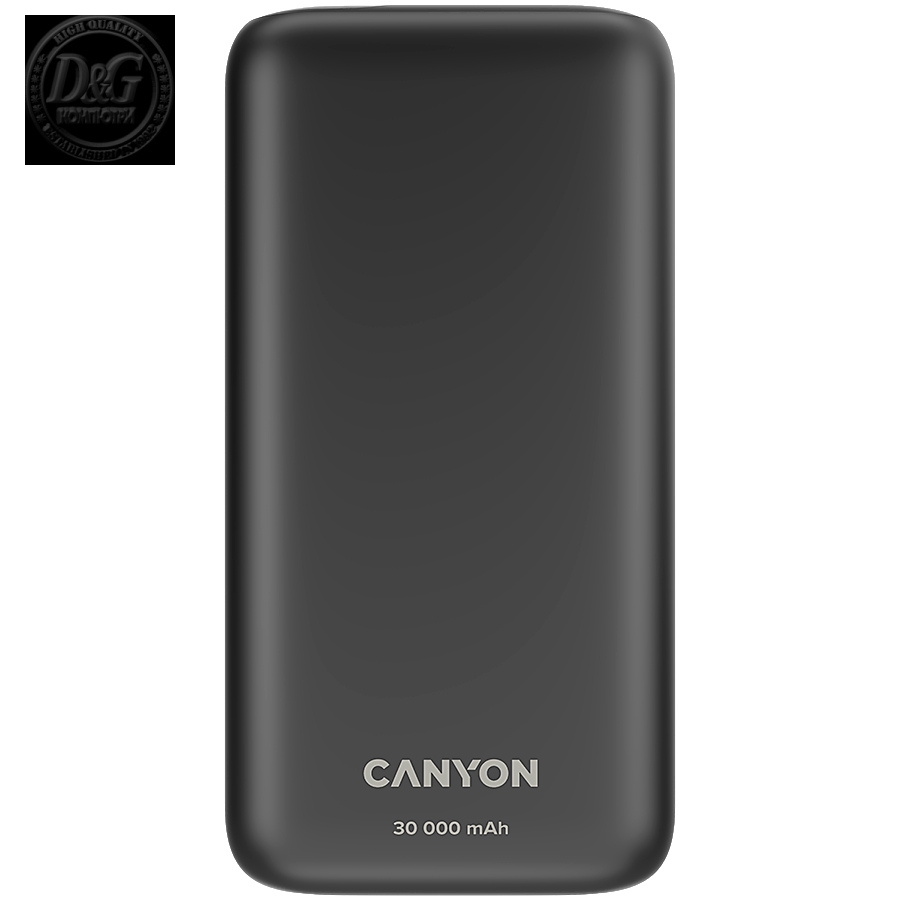 CANYON Power bank 30000mAh Li-poly battery, Input Micro: DC5V/2A, 9V/2A Input Type c PD :DC5V/3A, 9V/2A Output Type C PD:5V/3A,9V/2.2A,12V/1.5AOutput USB A1+USBA 2: 5V3A,5V/4.5A,4.5V/5A,9V2A,12V1.5A,22.5W quick charging cable 0.3m