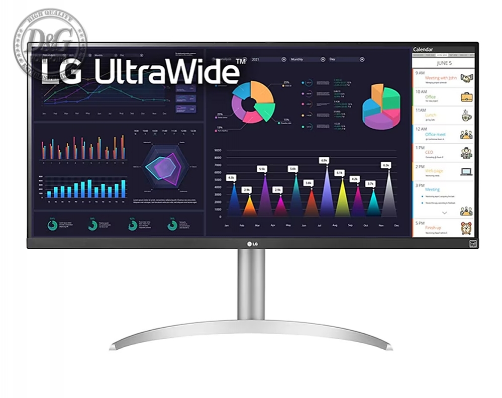 LG 34WQ650-W, 34" UltraWide AG, IPS Panel, 5ms, 1ms MBR, 1000:1, 400 cd/m2, 21:9, 2560x1080, HDR 400, sRGB over 99% , Radeon FreeSync, 75Hz, HDMI, DisplayPort, USB Type-C, Tilt, Height Adjustable, Reader Mode, Headphone Out, Black