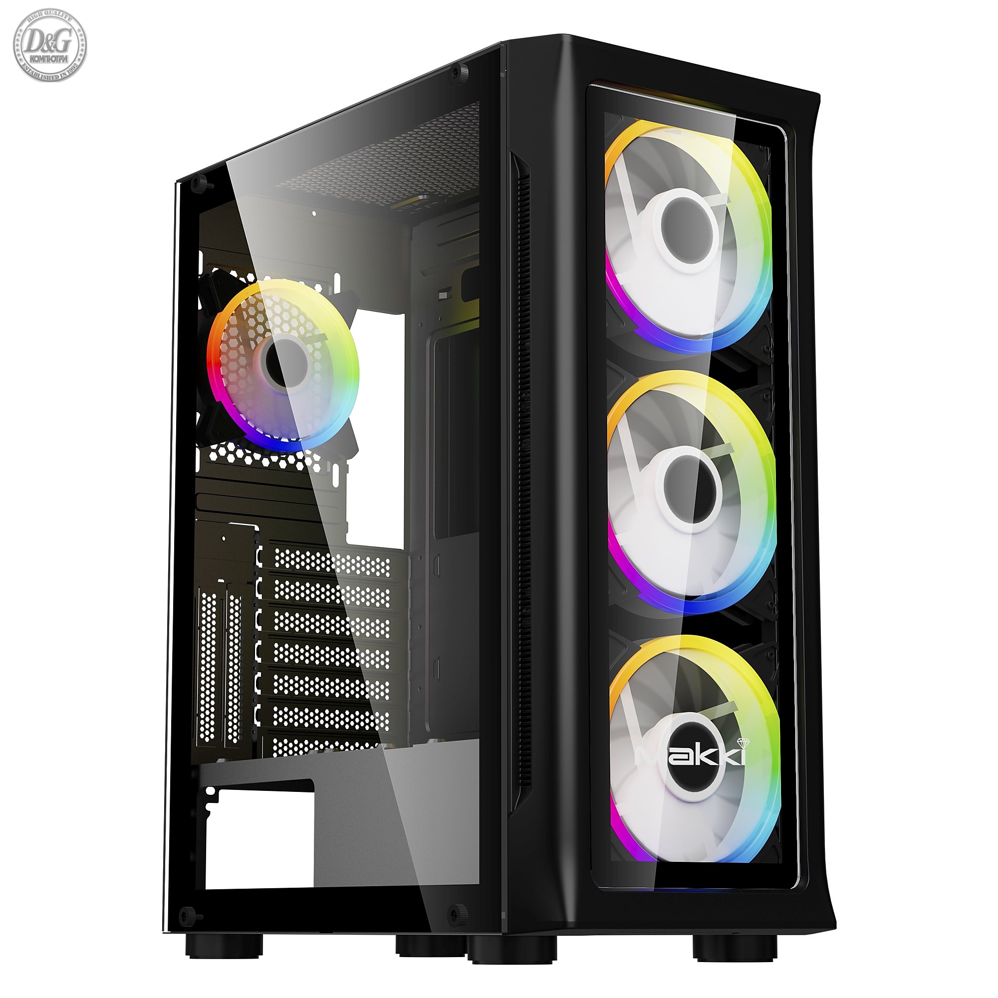 Makki кутия за компютър Case E-ATX M09 aRGB Black - Remote/4 Fans