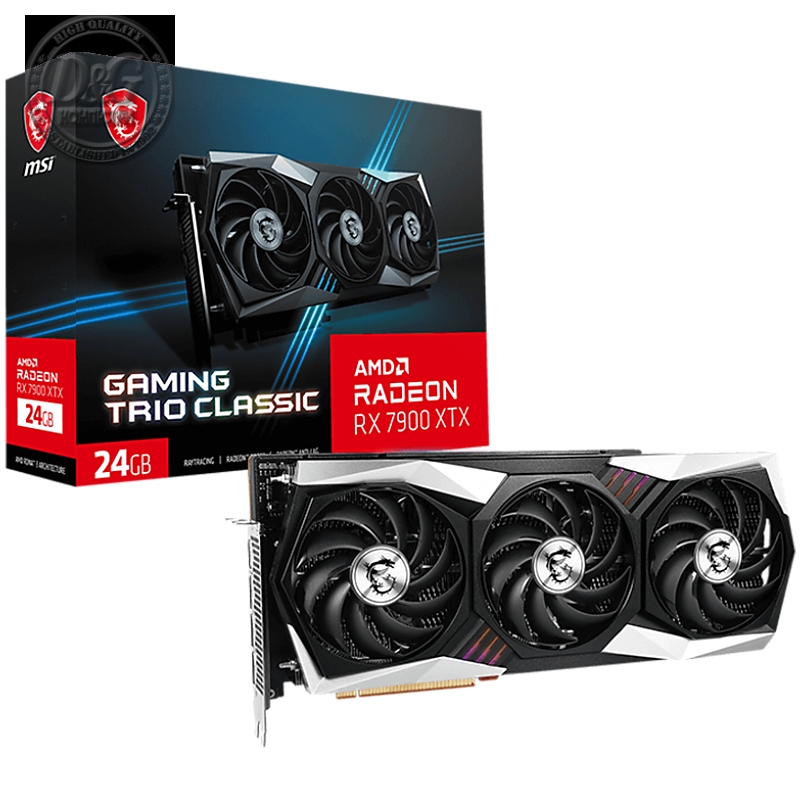 MSI Video Card AMD Radeon RX 7900 XTX GAMING TRIO CLASSIC 24G, 24GB GDDR6, 384-bit, 6144 units, Boost: 2500 MHz, 3x DP 2.1, HDMI 2.1, 800W Recommended PSU, 3Y