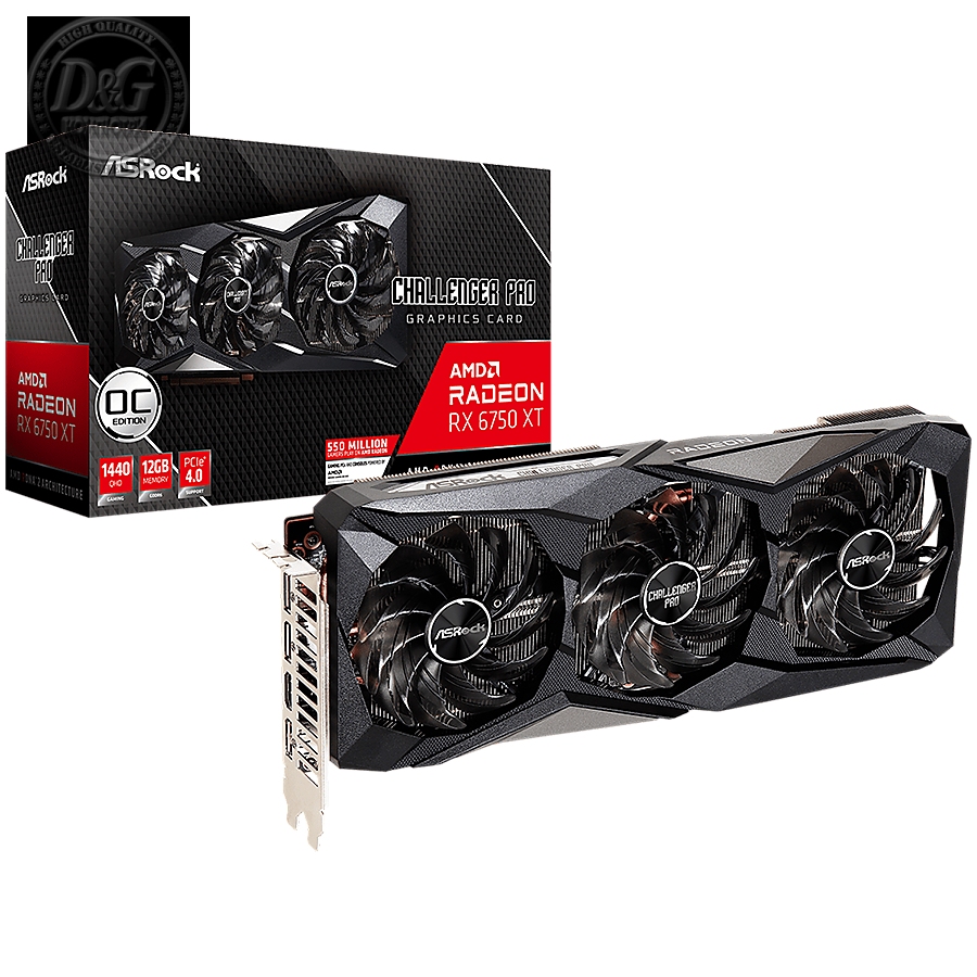 Asrock AMD Radeon RX6750XT Challenger Pro 12GB OC, GDDR6 192-bit, 1x HDMI 2.1 VRR, 3x DP 1.4, power 2x8 pin, recomended PSU 700W