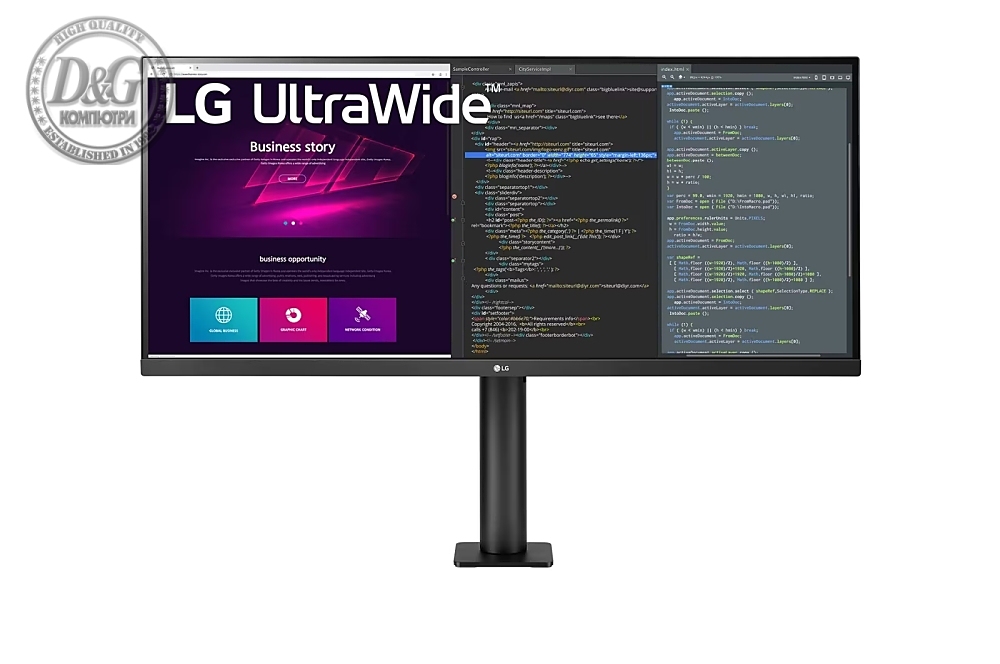 LG 34WN780P-B, 34" UltraWide Ergo IPS AG, 5ms, CR 1000:1, 300 cd/m2, 21:9, QHD (3440x1440), HDR 10, sRGB 99% , AMD FreeSync, Reader Mode, 75Hz, USB hub 3.0, HDMI, DisplayPort, Speaker 7Wx2, Height Adjustable, Tilt, Swivel, Extend, Retract, Black