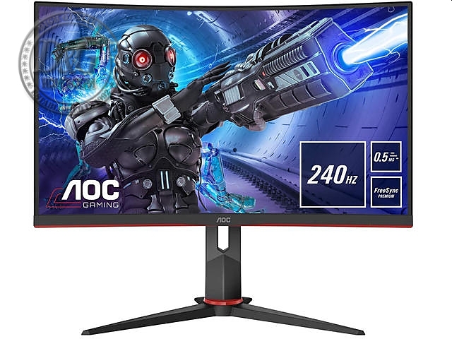 AOC C27G2ZU/BK, 27" Curved 1500R VA WLED, 1920x1080@240Hz, 1ms GtG, 0.5MPRT, 300cd/m2, 3000:1, 80M:1, FreeSync Premium, FlickerFree, Low Blue Light, 2Wx2, Tilt, Height Adjust, Swivel, 2xHDMI, DP, USB hub