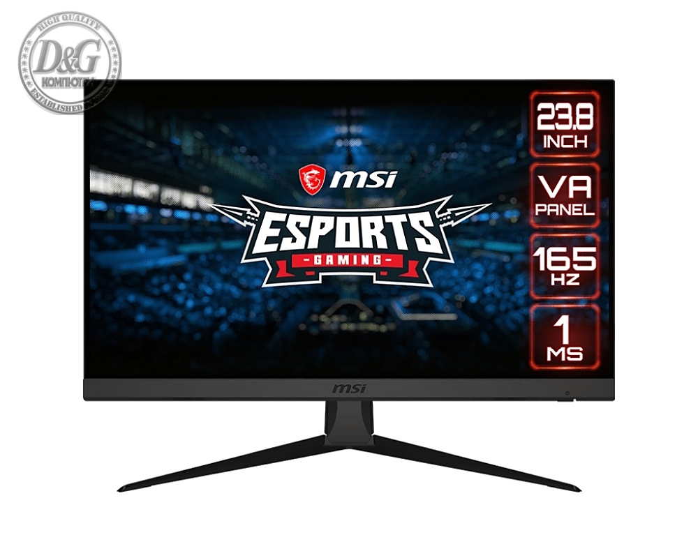 MSI Optix G243, 23.8", VA, 1ms, 165Hz, FHD 1920x1080, FLAT, AG, FreeSync Premium, Night Vision, HDMI CEC, 350 cd/m2, Contrast 3000:1, DCR 100M:1, 2x HDMI, DP, Tilt, VESA 100, Frameless, 9S6-3BA41T-044