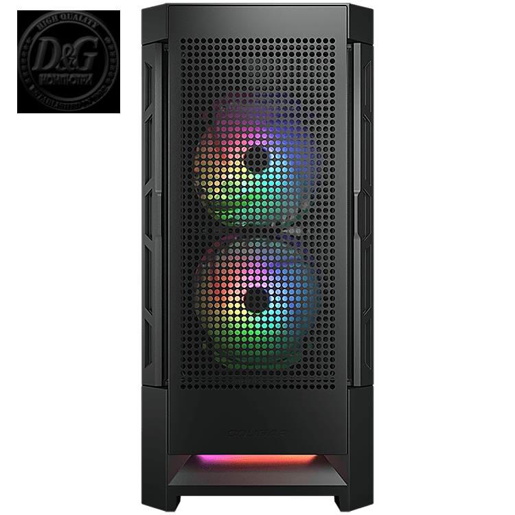 COUGAR Airface RGB, Mid Tower, 2x 140 1x120 ARGB Fans, RGB Button,  4mm Tempered Glass, Mini ITX / Micro ATX / ATX / CEB/ E-ATX, USB 3.0 x 2, USB 2.0 x 1, 4 Pole Headset Audio Jack x1