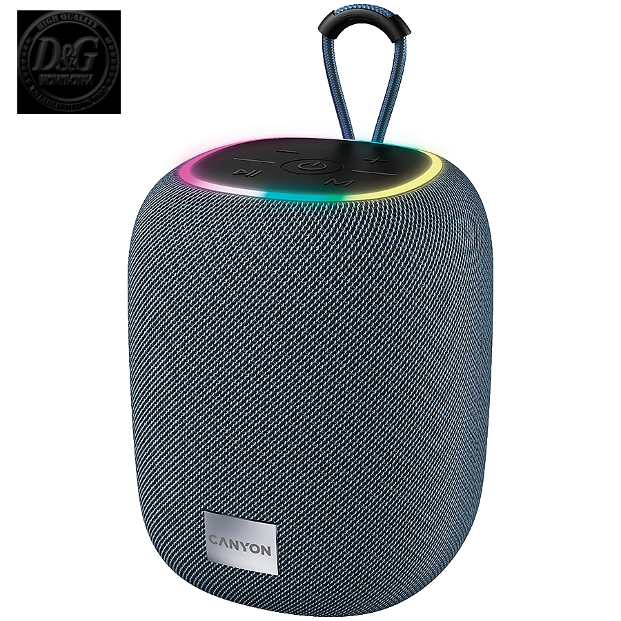 CANYON BSP-8, Bluetooth Speaker, BT V5.2, BLUETRUM AB5362B, TF card support, Type-C USB port, 1800mAh polymer battery, Max Power 10W, Grey, cable length 0.50m, 110*110*135mm, 0.57kg