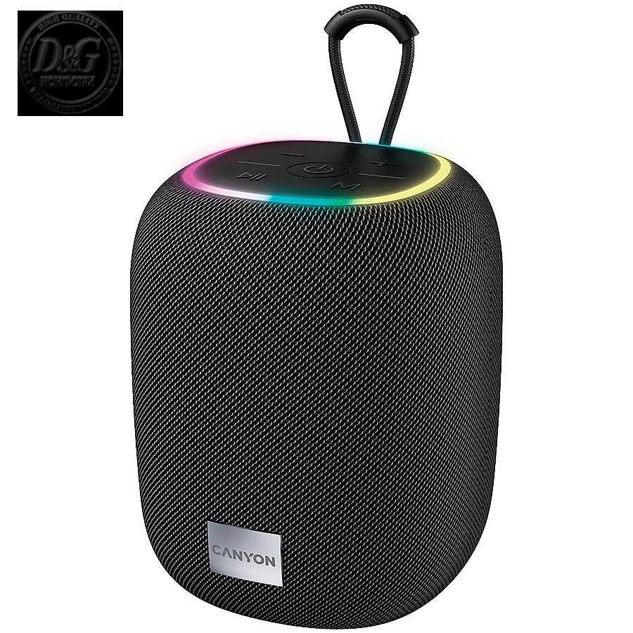 CANYON BSP-8, Bluetooth Speaker, BT V5.2, BLUETRUM AB5362B, TF card support, Type-C USB port, 1800mAh polymer battery, Max Power 10W, Black, cable length 0.50m, 110*110*135mm, 0.57kg