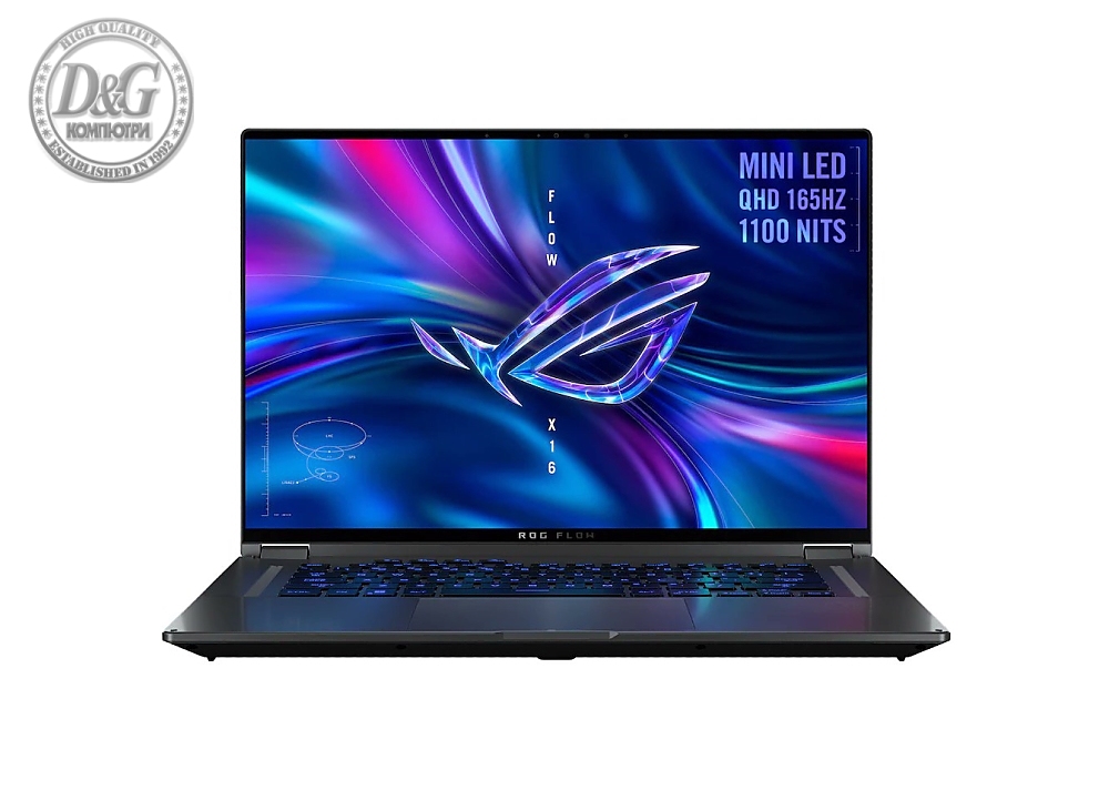 Asus ROG Flow X16 GV601VI-NL010X, Intel i9-13900H , 2.6 GHz (24M Cache, up to 5.4 GHz) 16" QHD+ 16:10 (2560 x 1600, WQXGA)240Hz Touch,32GB DDR5 4800( 2*16),2TB PCIE NVME, RTX 4070, GDDR6 8GB,Illum. Kbd, 1-Zone RGB,Win11 Pro Off Black