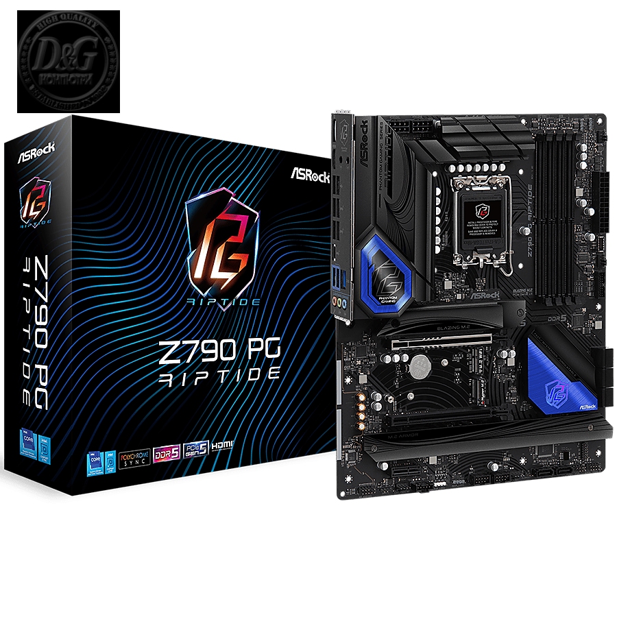 ASROCK MB Desktop Z790 PG Riptide (S1700, 4x DDR5, 1x PCIe 4.0 x16, 1x PCIe 5.0 x16, 1x PCIe 3.0 x1, 1x Hyper M.2, 1x Blazing M.2, 8x SATA3, 2x USB-C, 8x USB 3.2, 6x USB 2.0, 1x RJ-45 2.5GB, 1x HDMI, 1x DP, ATX