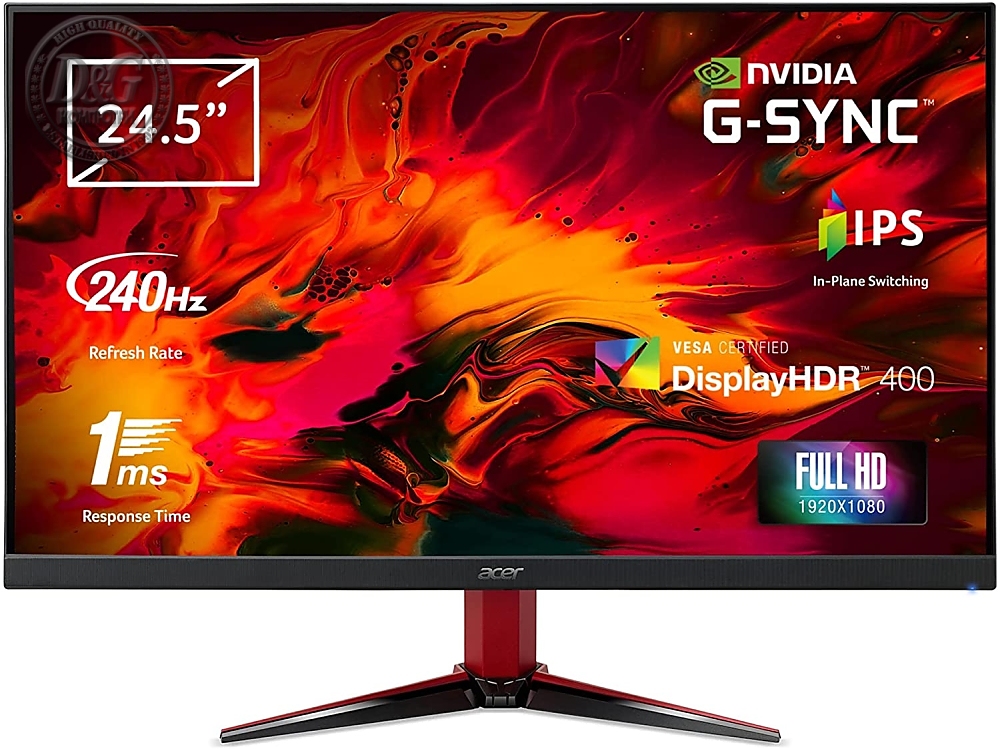 Acer Nitro VG252QXbmiipx, 24.5" Wide IPS LED, Anti-Glare, ZeroFrame, G-Sync, 100M:1, 400nits, 1920x1080 FHD up to 240Hz, 1ms/0.5ms(Min.), 2xHDMI, DP, Audio out, Speakers 2x2W, Tilt, Black