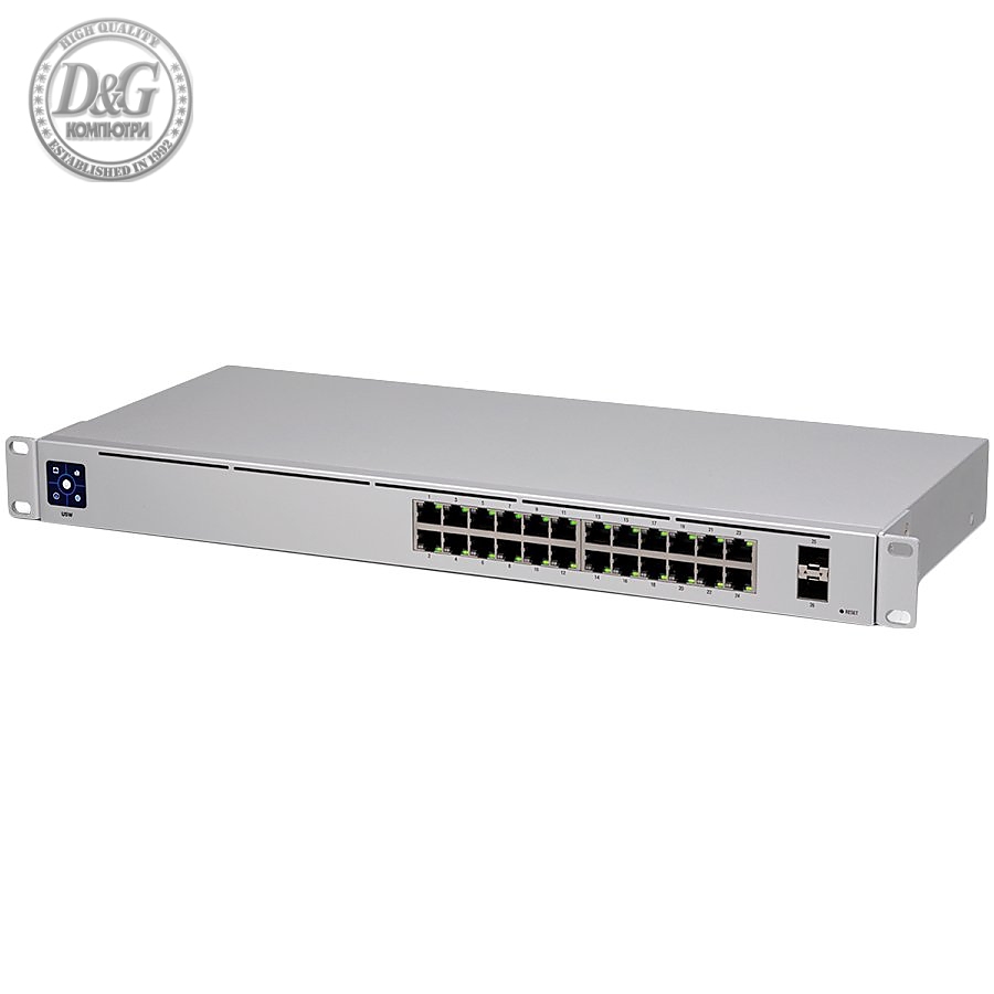 Ubiquiti UniFi Switch 24 is a fully managed Layer 2 switch with (24) Gigabit Ethernet ports and (2) Gigabit SFP ports for fiber connectivity