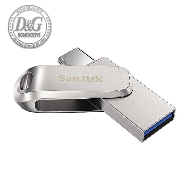 USB памет SanDisk Ultra Dual Drive Luxe, 256GB, USB 3.1 Gen 1, USB-C, Сребрист