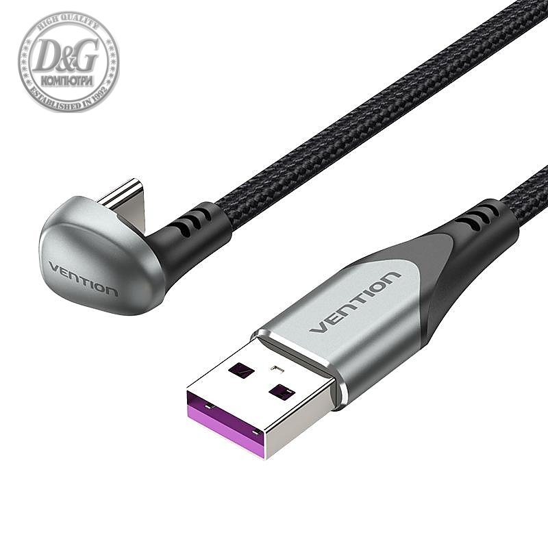 Vention Кабел USB 3.1 Type-C / USB 2.0 AM - 1M Black U-Shaped, Aluminum Alloy 5A - COHHF