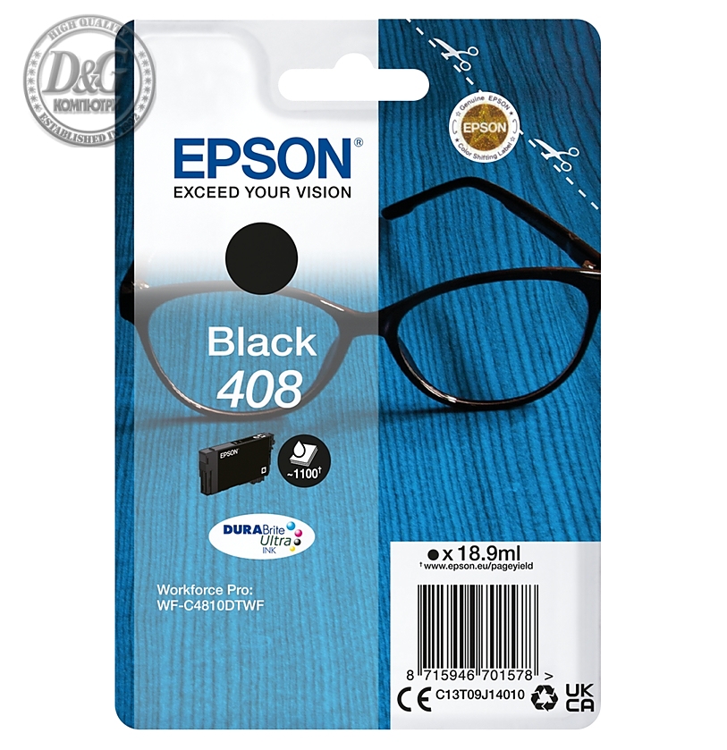 Epson 408 Spectacles DURABrite Ultra Single Black Ink