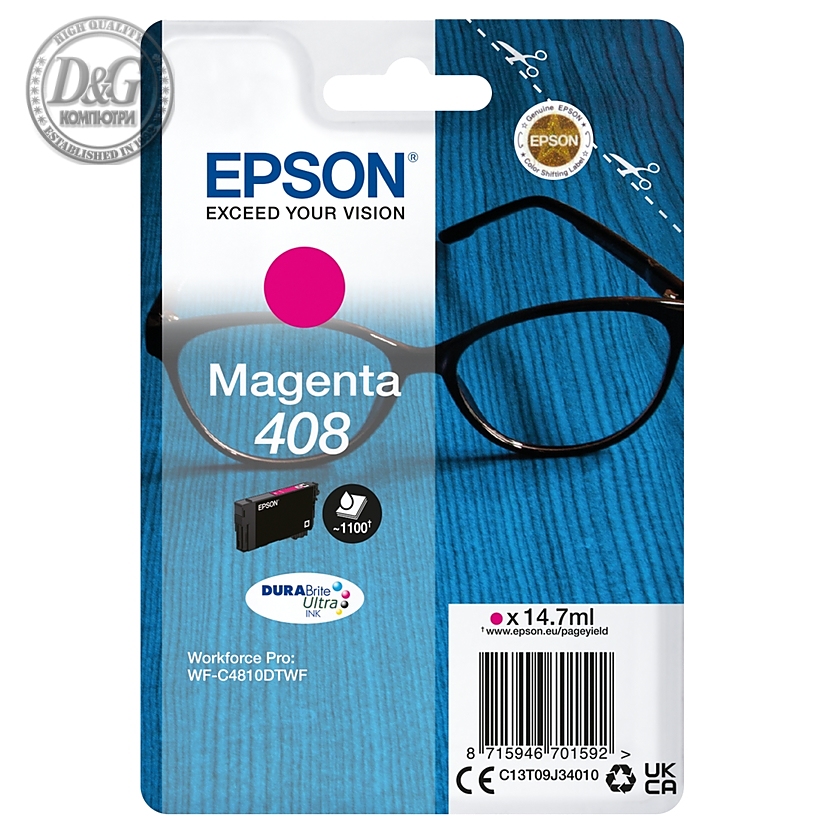 Epson 408 Spectacles DURABrite Ultra Single Magenta Ink