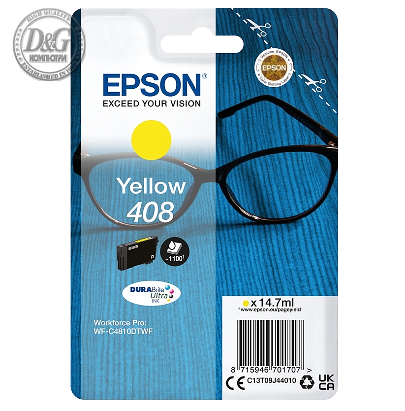 Epson 408 Spectacles DURABrite Ultra Single Yellow Ink