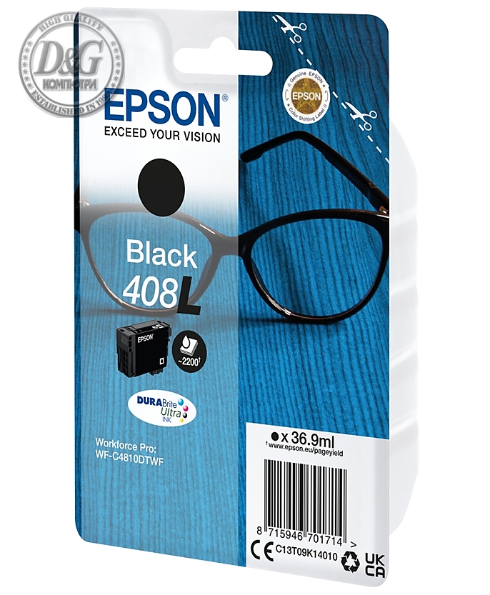 Epson 408L Spectacles DURABrite Ultra Single Black Ink