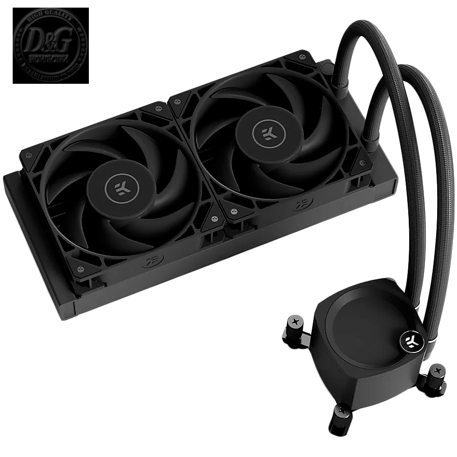 EK-Nucleus AIO CR240 Dark, 2x EK-FPT FAN 120 PWM fans, Rotatable Pump Top, Intel Sockets LGA: 1150, 1151, 1155, 1156, 1200, 1700, 2011, 2011-3, 2066, AMD Sockets: AM4, AM5, 5 Year Warranty