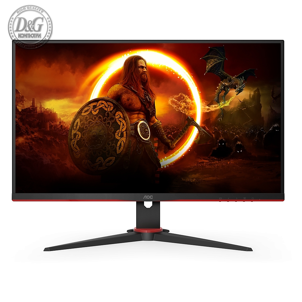 AOC 27G2SPAE/BK, 27" IPS WLED, 1920x1080@165Hz, 4ms GtG, 1ms MPRT, 250cd/m2, 1000:1, DCR 80M:1, Adaptive Sync, FlickerFree, Low Blue Mode, 2Wx2, Tilt, D-SUB, HDMI, DP