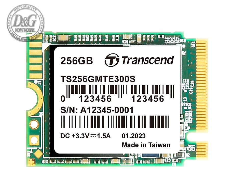 Transcend 256GB, M.2 2230, PCIe Gen3x4, NVMe, 3D TLC, DRAM-less