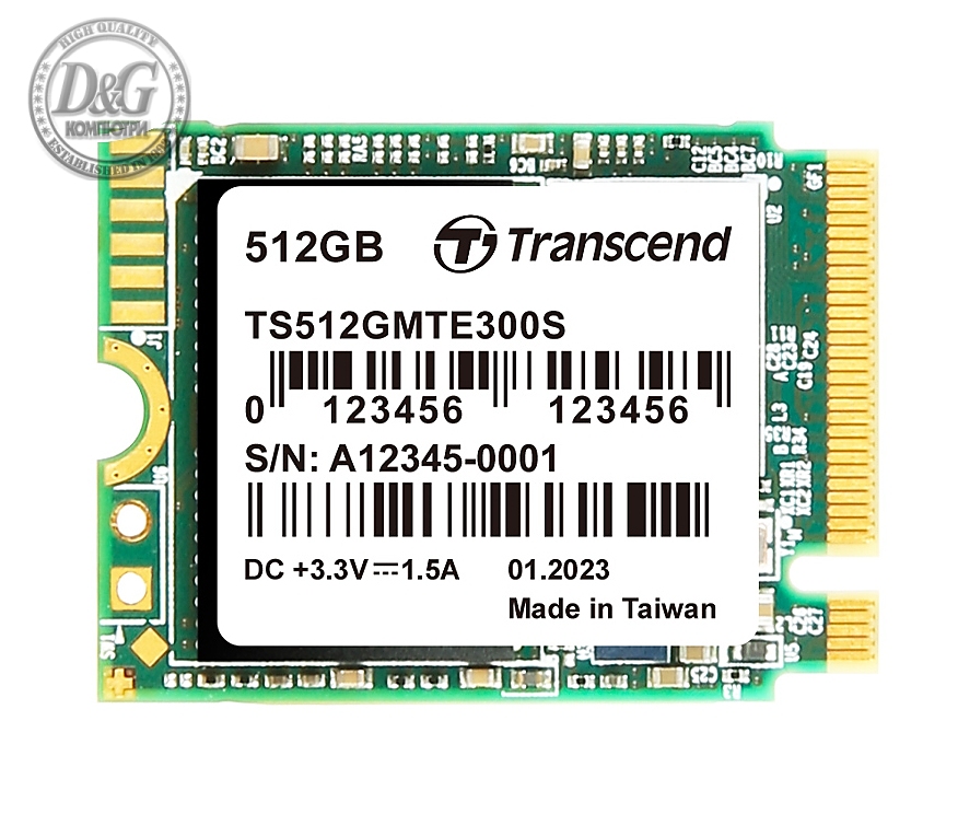 Transcend 512GB, M.2 2230, PCIe Gen3x4, NVMe, 3D TLC, DRAM-less