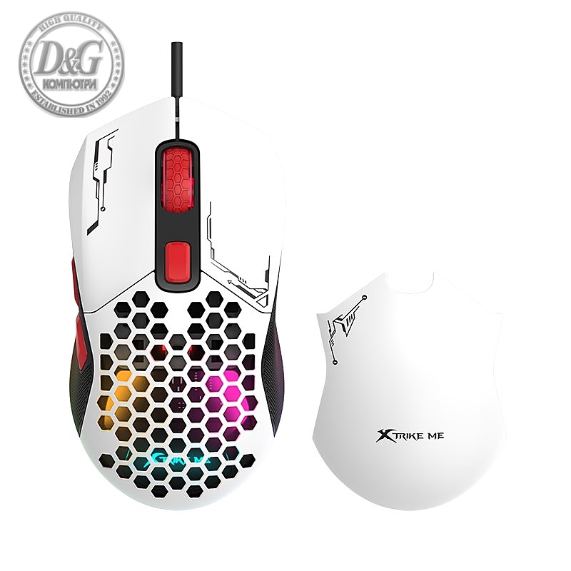 Xtrike ME геймърска мишка Gaming Mouse GM-316W - 7200dpi, Detachable covers, White