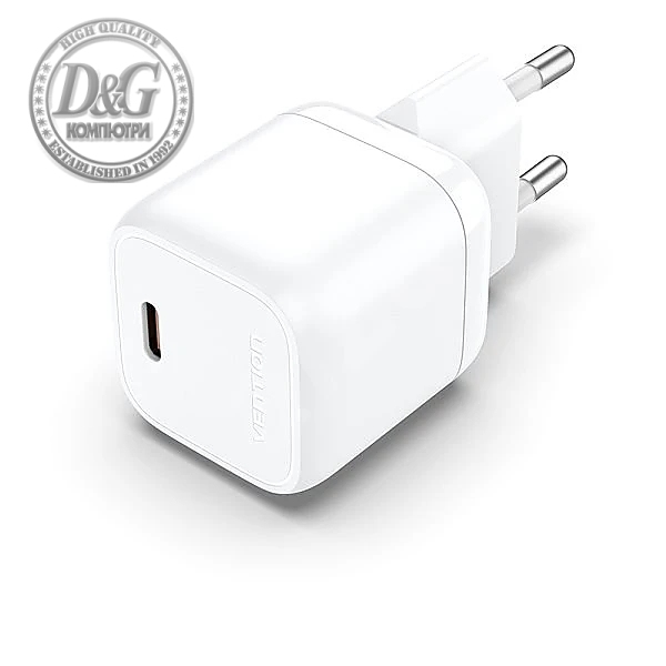 Vention Универсално зарядно за стена Charger Wall GaN - USB Type-C 65W White - FAKW0-EU