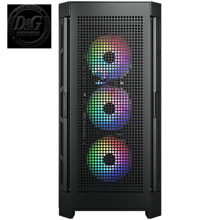 COUGAR DUOFACE PRO RGB Black, Mid Tower, 3x 120 ARGB Fans, RGB Button, Tempered Glass, Mini ITX / Micro ATX / ATX / CEB / E-ATX, USB 3.0 x 2, USB 2.0 x 1, Type C Gen 2, 4 Pole Headset Audio Jack