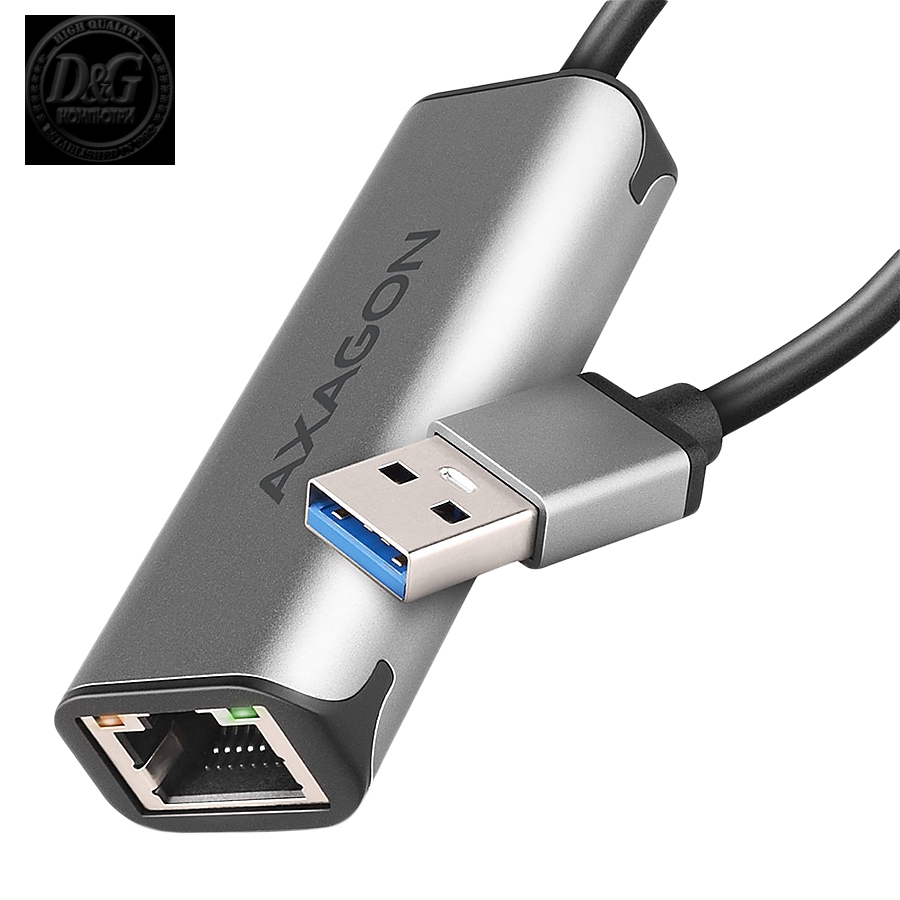 Axagon ADE-25R SUPERSPEED USB-A 2.5 GIGABIT ETHERNETCompact aluminum USB-A 3.2 Gen 1 2.5 Gigabit Ethernet 10/100/1000/2500 Mbit adapter with automatic installation.